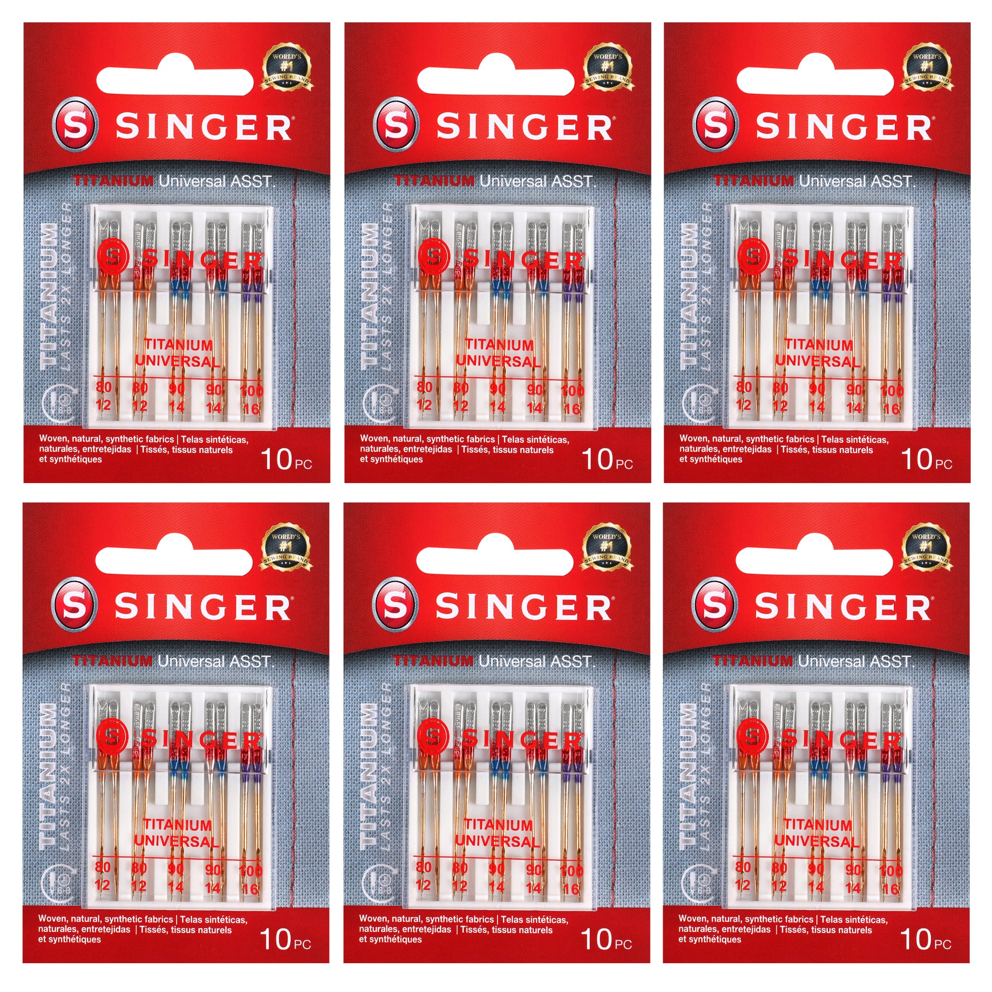 SINGER® Titanium Universal Regular Point Sewing Machine Needles, 60ct.